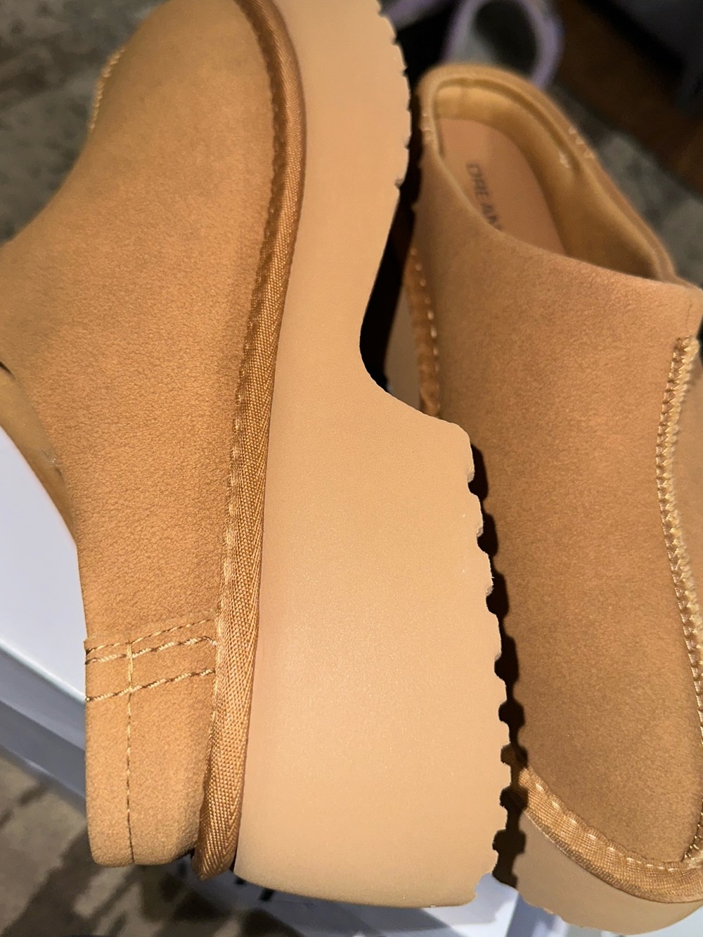 Slip-On Platform Loafers/Mules - Tan - Picture 3 of 6